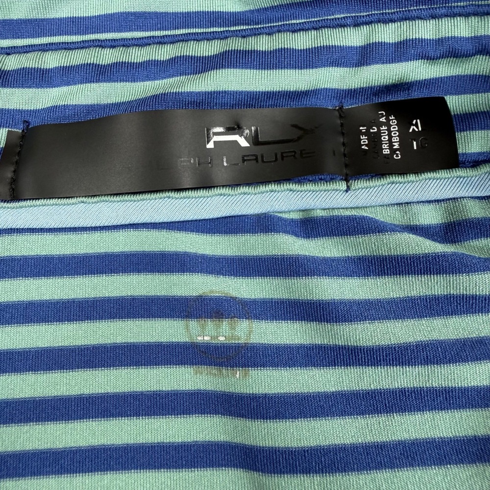 RLX Ralph Lauren Polo Shirt Mens XL Blue Striped Performance Short Sleeve Good - Picture 4 of 11
